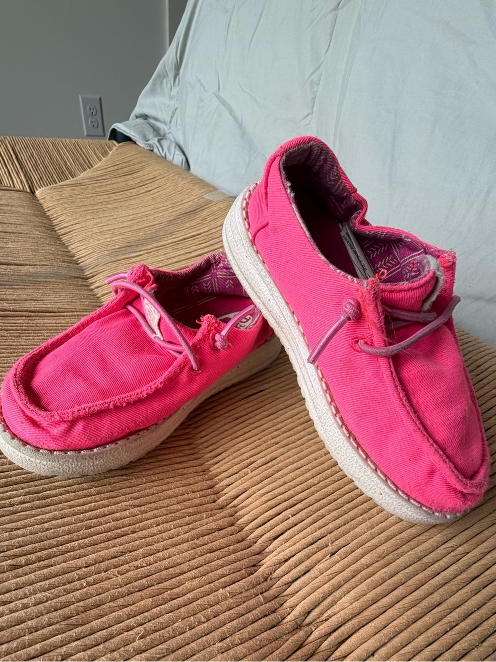 Hey Dude Girls Bright Pink Canvas Slip-On Sneakers